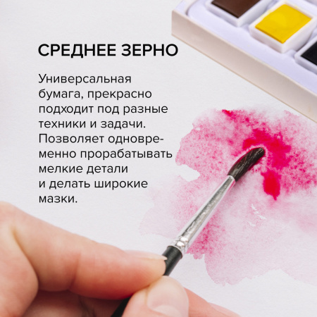 Бумага для акварели ХЛОПОК 100%, 300 г/м2, 360x460 мм, среднее зерно, 10 листов, BRAUBERG ART "PREMIERE", 113226 - Альбомы и бумага для акварели и масла