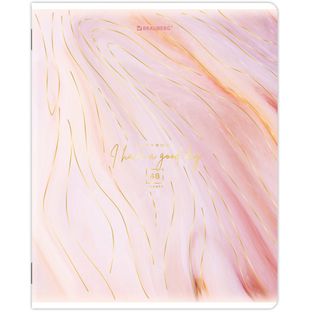 Тетради КОМПЛЕКТ 5 шт. А5, 48 л., BRAUBERG скоба, клетка, SoftTouch, фольга, "Marble", 404398 - Тетради 40-48 листов