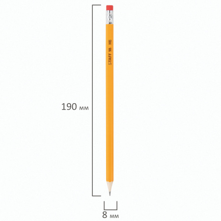 Карандаши чернографитные простые с ластиком HB, ВЫГОДНАЯ УПАКОВКА КОМПЛЕКТ 72 штуки, STAFF, 181882 - Карандаши чернографитные