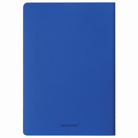 Тетрадь 48 л. в клетку обложка кожзам SoftTouch, сшивка, A5 (147х210мм), СИНИЙ, BRAUBERG RAINBOW, 403876 - Тетради 40-48 листов
