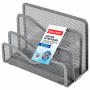 Подставка для сортировки писем и бумаг 3-х секционная BRAUBERG "Germanium", 122х173х83 мм, серебро, 237970 - Лотки и подставки секционные