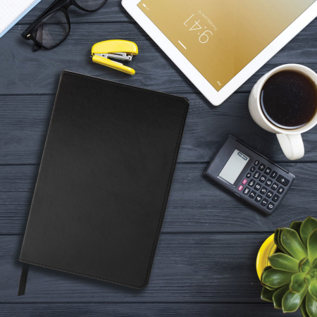 Блокнот А5 (148х218 мм), BRAUBERG "Income", 128 л., гладкий кожзаменитель, клетка, черный, 125208 - Бизнес-блокноты и бизнес-тетради