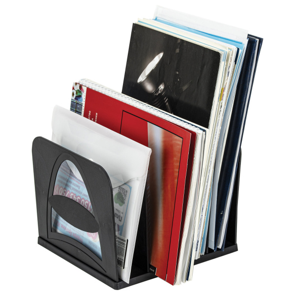 Лоток-сортер для бумаг BRAUBERG STYLE, 4 отделения, 210х210х170 мм, сборный, черный, 238113, СО02 - Лотки и подставки секционные