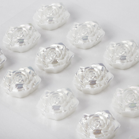 Стразы самоклеящиеся "Розы", белые, 18 мм, 15 шт., на подложке, ОСТРОВ СОКРОВИЩ, 661580 - Стразы для творчества