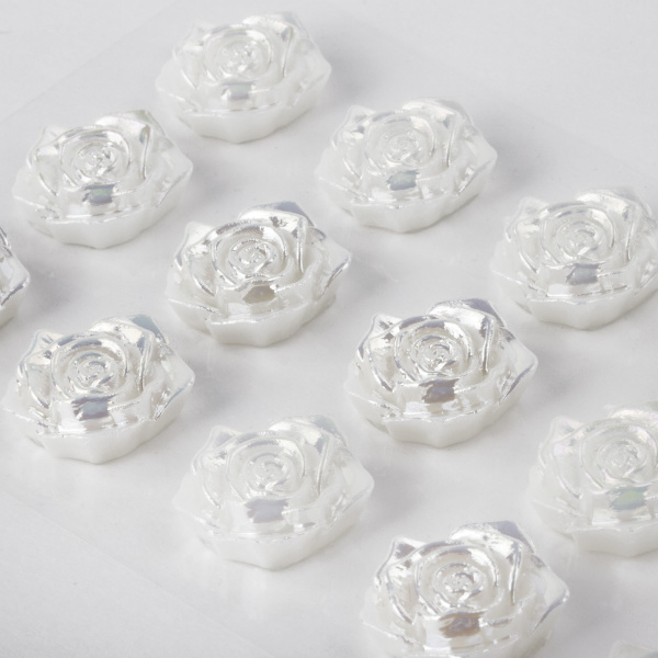 Стразы самоклеящиеся "Розы", белые, 18 мм, 15 шт., на подложке, ОСТРОВ СОКРОВИЩ, 661580 - Стразы для творчества