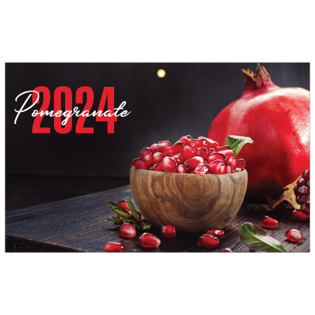Календарь квартальный на 2024 г., 3 блока, 3 гребня, с бегунком, офсет, BRAUBERG, "Pomegranate", 115278 - Календари настенные