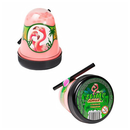Слайм (лизун) "Slime Jungle Фламинго" с розовым фишболом, 130 г, ВОЛШЕБНЫЙ МИР, S300-29 - Игрушки релаксирующие