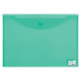 Папка-конверт с кнопкой БОЛЬШОГО ФОРМАТА (305х435 мм), А3, прозрачная, зеленая, 0,18 мм, BRAUBERG, 224033 - Папки-конверты с кнопкой