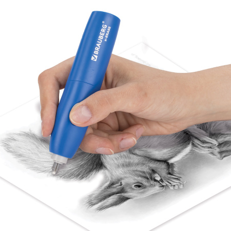 Ластик электрический BRAUBERG "X-ERASE", питание от 2 батареек ААА, + 16 сменных ластиков, 229608 - Ластики электрические
