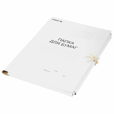 Папка для бумаг с завязками картонная STAFF, гарантированная плотность 220 г/м2, до 200 л., 126525 - Папки картонные с завязками