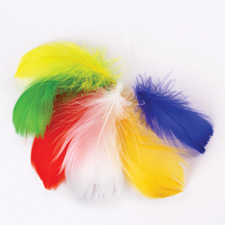 Перья декоративные "Карнавальные", 5-8 см, 24 шт., 6 цветов, яркие, ассорти, ОСТРОВ СОКРОВИЩ, 661376 - Перья для творчества