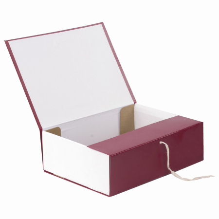 Короб архивный А4 (240х330 мм), 100 мм, 2 завязки, бумвинил, до 900 листов, бордовый, BRAUBERG, 122805 - Короба архивные