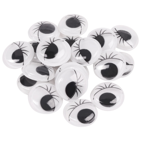 Глазки для творчества, вращающиеся, черно-белые, с ресницами, 18 мм, 20 шт., ОСТРОВ СОКРОВИЩ, 661328 - Глазки для творчества