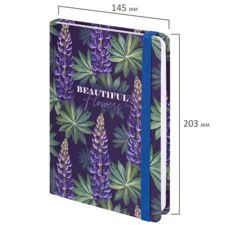 Ежедневник недатированный с резинкой А5 (145х203 мм), BRAUBERG, твердый, 128 л., "Beautiful Flowers", 114558 - Ежедневники с твердой обложкой