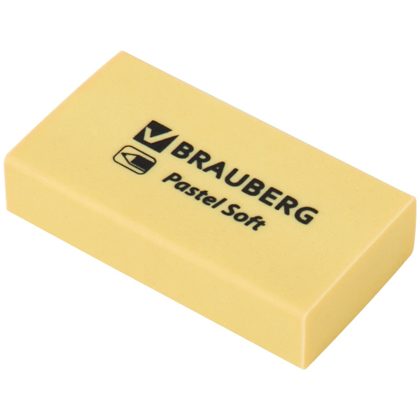 Ластики BRAUBERG PASTEL SOFT, размер ластика 45х25х10 мм, экологичный ПВХ, 1 шт, 271340 - Ластики классические