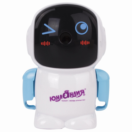 Точилка механическая ЮНЛАНДИЯ "Юнландик в Космосе", корпус белый с голубым, 228486 - Точилки механические