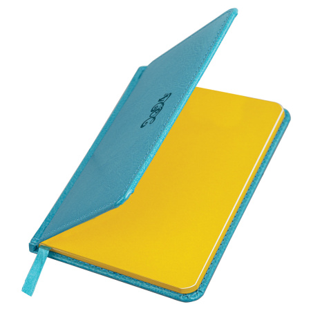 Еженедельник датированный 2024 МАЛЫЙ ФОРМАТ 95х155 мм А6, BRAUBERG "Rainbow", под кожу, бирюзовый, 115044 - Еженедельники