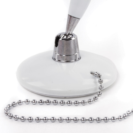 Ручка шариковая настольная BRAUBERG "Стенд-Пен Уайт1", СИНЯЯ, цепочка, корпус белый, линия письма 0,5 мм, 141044 - Ручки шариковые на подставке