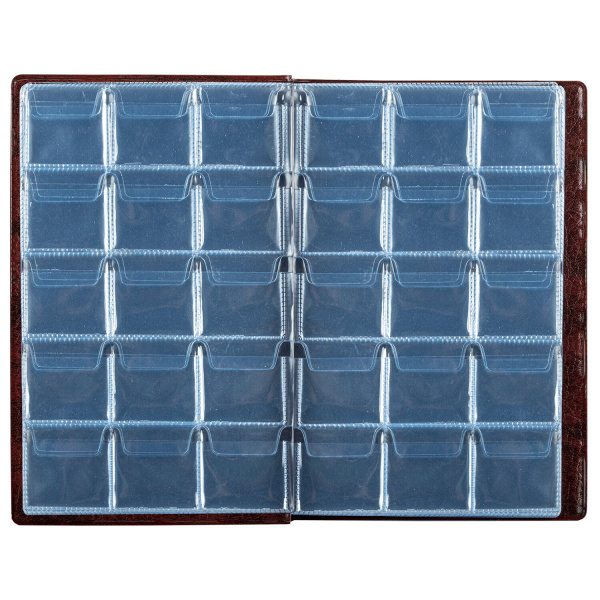 Альбом нумизмата для 240 монет, 125х185 мм, ПВХ, коричневый, STAFF, 238080 - Альбомы для монет и купюр