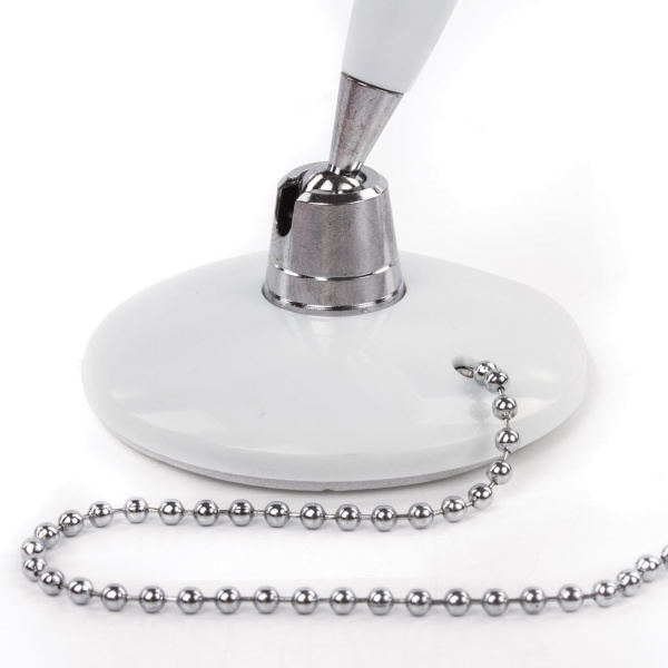 Ручка шариковая настольная BRAUBERG "Стенд-Пен Уайт1", СИНЯЯ, цепочка, корпус белый, линия письма 0,5 мм, 141044 - Ручки шариковые на подставке