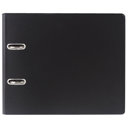 Папка-регистратор МАЛЫЙ ФОРМАТ (148х210 мм), А5, 70 мм, ГОРИЗОНТАЛЬНАЯ, двухстороннее покрытие, ПВХ, черная, BRAUBERG, 223190 - Папки-регистраторы с арочным механизмом