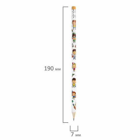 Карандаш чернографитный ПИФАГОР "ЭНИКИ-БЕНИКИ", 1 шт., HB, с ластиком, корпус ассорти, 181787 - Карандаши чернографитные