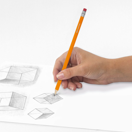 Карандаши чернографитные простые с ластиком HB, ВЫГОДНАЯ УПАКОВКА КОМПЛЕКТ 12 штук, BRAUBERG, 180635 - Карандаши чернографитные