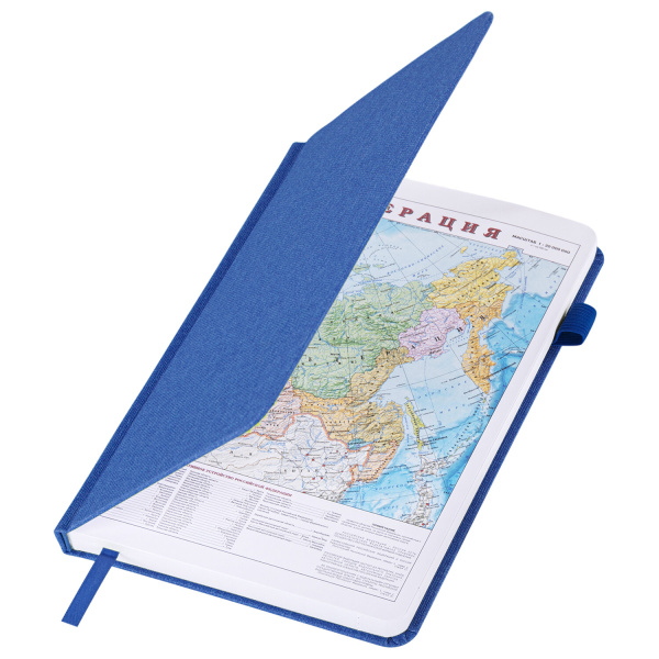 Ежедневник недатированный А5 138x213 мм BRAUBERG "Finest" под кожу, резинка, 136 л., синий, 111872 - Ежедневники с покрытием "под кожу и ткань"