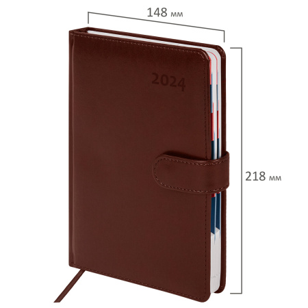 Ежедневник датированный 2024 А5 148х218 мм GALANT "Ritter", под кожу, коричневый, 114763 - Ежедневники с покрытием "под кожу и ткань"