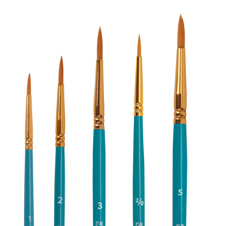 Кисти синтетика BRAUBERG, НАБОР 10 шт., синие (Круглые; Овальные; Плоские; Лайнеры), 201030 - Кисти для рисования