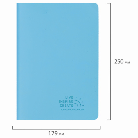 Тетрадь 60 л. в линию обложка кожзам SoftTouch, сшивка, B5 (179х250мм), ГОЛУБОЙ, BRAUBERG RAINBOW, 403886 - Тетради более 60 листов
