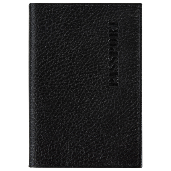 Обложка для паспорта натуральная кожа флоттер, "PASSPORT", кожаный уголок, черная, BRAUBERG, 238192 - Обложки для паспорта