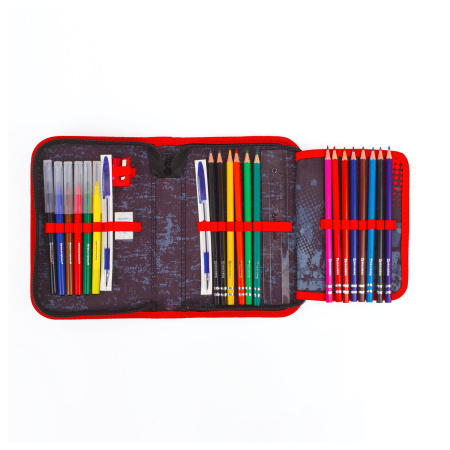 Пенал BRAUBERG с наполнением, 1 отделение, 1 откидная планка, 24 предмета, 21х14 см, "Yellow car", 229292 - Пеналы с наполнением