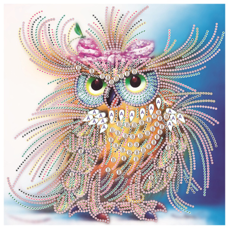Картина стразами (алмазная мозаика) сияющая 30х30 см, ОСТРОВ СОКРОВИЩ "Королевская сова", без подрамника, 662447 - Алмазная вышивка