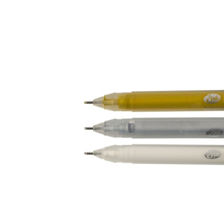 Набор ручек гелевых 0,5 мм "Сонет", 3 штуки (белая, серебро, золото) - Гелевые ручки