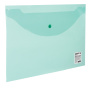 Папка-конверт с кнопкой STAFF, А4, до 100 листов, прозрачная, зеленая, 0,12 мм, 225171 - Папки-конверты с кнопкой