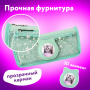 Пенал-косметичка ЮНЛАНДИЯ, 2 отделения, полиэстер, "Kitty", мятный, 21х6х9 см, 270262 - Пеналы мягкие