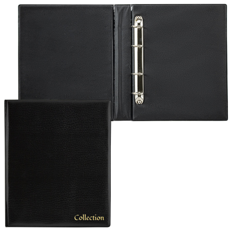 Альбом нумизмата без листов "OPTIMA", 230х270 мм, на кольцах, ПВХ, черный, STAFF, 238076 - Альбомы для монет и купюр