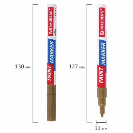 Маркер-краска лаковый EXTRA (paint marker) 2 мм, НАБОР 2 цвета, ЗОЛОТОЙ/СЕРЕБРЯНЫЙ, УСИЛЕННАЯ НИТРО-ОСНОВА, BRAUBERG, 151992 - Маркеры-краски лаковые