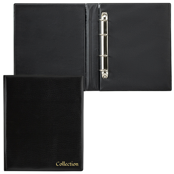 Альбом нумизмата без листов "OPTIMA", 230х270 мм, на кольцах, ПВХ, черный, STAFF, 238076 - Альбомы для монет и купюр