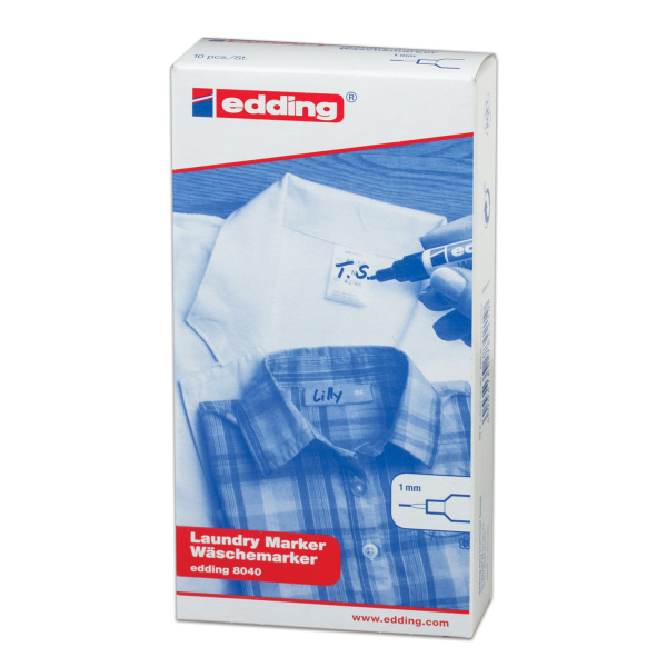 Маркер для ткани EDDING "8040", ЧЕРНЫЙ, 1 мм, устойчивый к стирке и кипячению, E-8040/1 - Маркеры для хобби