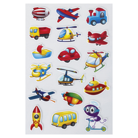 Наклейки зефирные "Транспорт", многоразовые, 10х15 см, ЮНЛАНДИЯ, 661783 - Наклейки