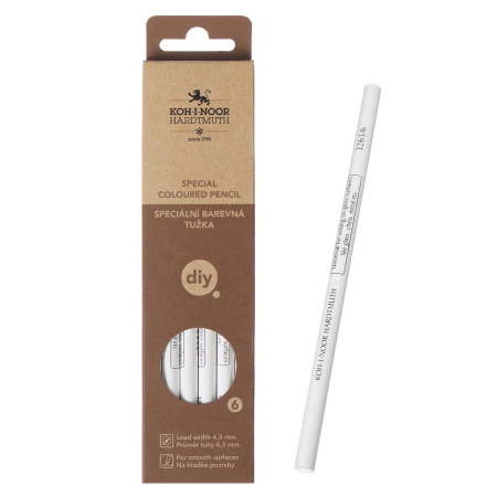 Набор карандашей на восковой основе 6 шт по стеклу металлу и пластику белый цвет 3263/6