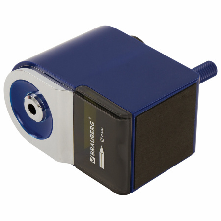 Точилка механическая BRAUBERG "ORIGINAL", для чернографитных и цветных карандашей, крепление к столу, корпус синий, 228480 - Точилки механические