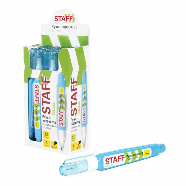 Ручка-корректор STAFF "College", 4 мл, металлический наконечник, 226815 - Корректирующие ручки