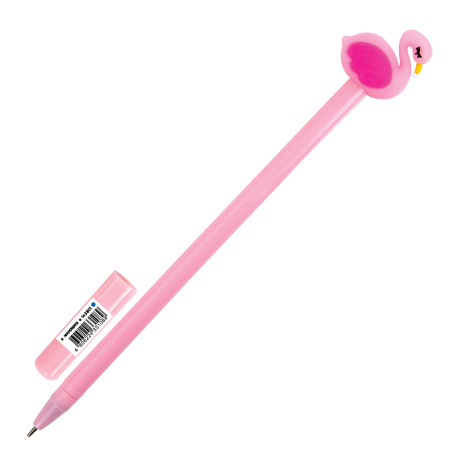 Ручка с топпером шариковая ЮНЛАНДИЯ "Лебедь", корпус ассорти, СИНЯЯ, пишущий узел 0,7 мм, 143801 - Ручки фигурные