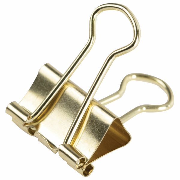 Зажимы для бумаг BRAUBERG EXTRA, КОМПЛЕКТ 12 шт., 19 мм, на 60 л., золотистые, европодвес, 229586 - Зажимы для бумаг