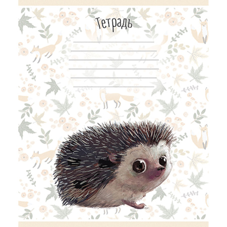 Тетрадь 12 л., ПЗБМ, клетка, конгревное тиснение, "Ёжик" (5 видов), 019852 - Тетради 12-24 листов