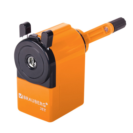 Точилка механическая BRAUBERG "JET", металлический механизм, корпус оранжевый, 229567 - Точилки механические