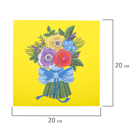 Картина стразами (алмазная мозаика) 20х20 см, ЮНЛАНДИЯ "Букет для мамы", картон, 662432 - Алмазная вышивка